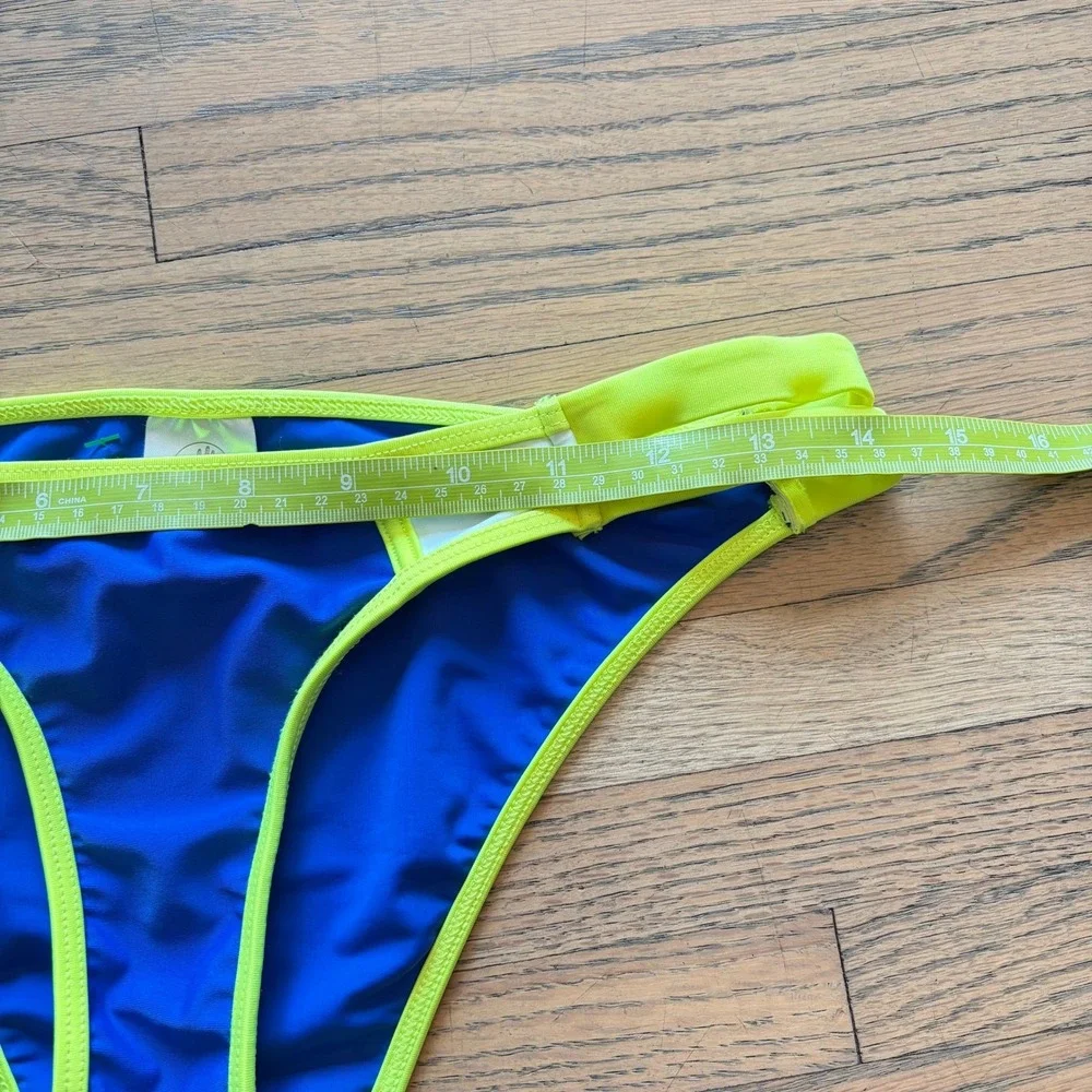 Body Glove Women's Bikini Bottom Blue Neon Yellow Colorblock‎ XS 39406133